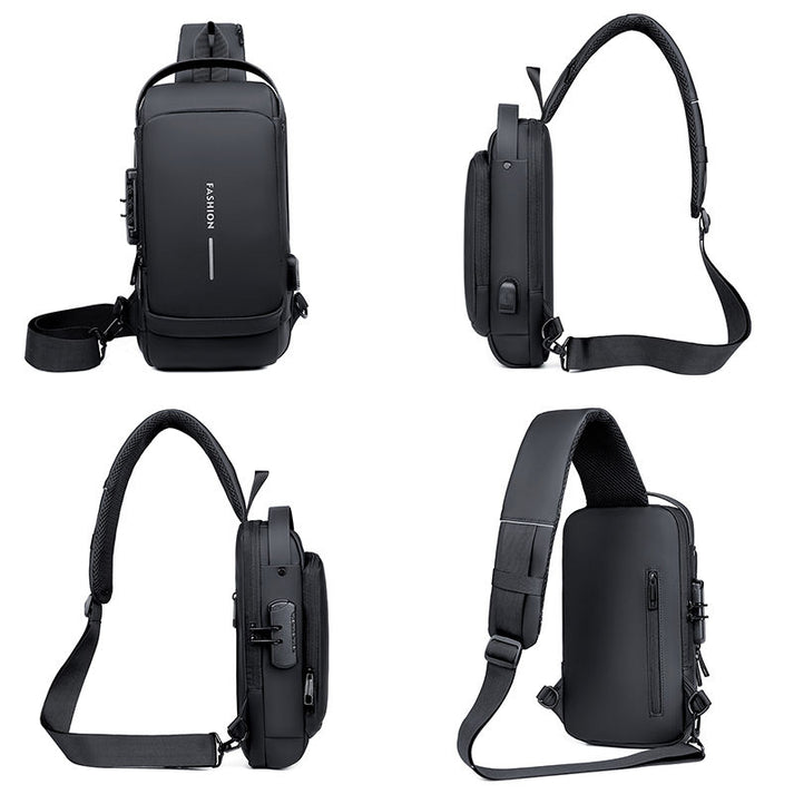 Waterproof Anti Theft Chest Bag USB Crossbody Sling Bags For Men Single Shoulder