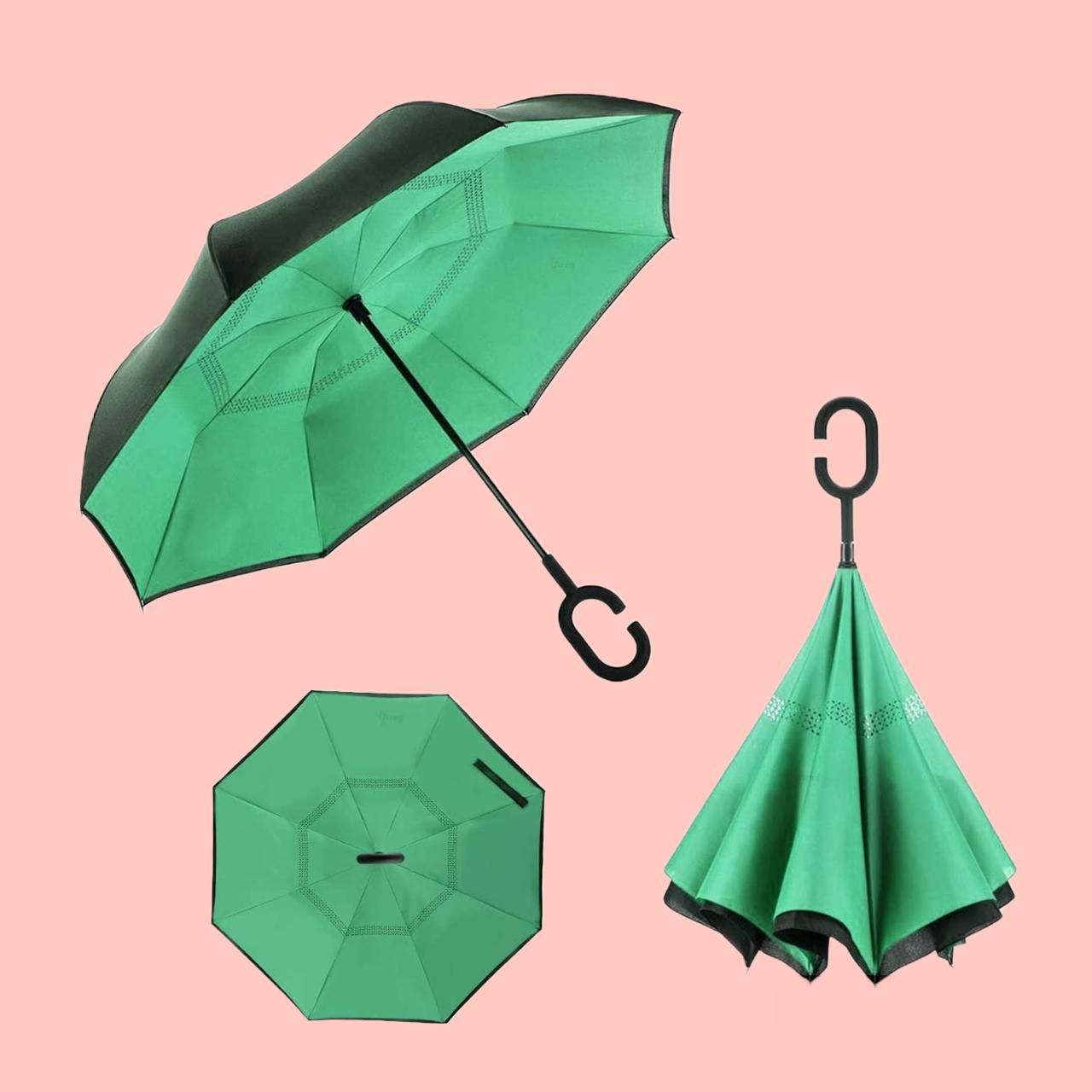 Double Layer Inverted Reversible No Drip Umbrella with C-Shape Handle for Women and Men (Multicolor) for Monsoon