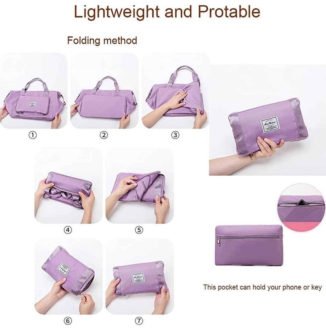 Foldable lightweight multi compartment expandable multipurpose bag / handbag / wallet for gym, travel, trekking, picnic etc